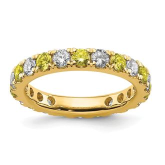 Diamond2Deal 14k Yellow Gold Lab Grown Diamond & Yellow SapphireEternity Wedding Band Ring 1.1Ct Clarity- VS Color- G-H