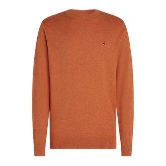 Tommy Hilfiger Round-neck Knitwear, male, Orange, Size: XL Iconic round neck cotton cashmere sweater