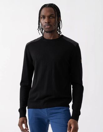 Belstaff Mens Belstaff Kerrigan Mens Merino Wool Crew Neck Jumper - Black - Size: 40