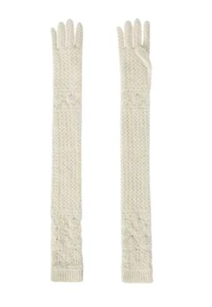 Loro Piana White Long Cashmere Gloves Size S