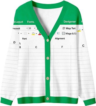 Generic Womens Ugly Christmas Cardigan with OHH This Calls X for A Spreadsheet Print Funny Christmas Cardigans Christmas Outfit Crew Neck Christmas Jumper Win