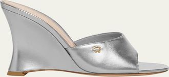 Gianvito Rossi Metallic Napa Leather Wedge Sandals