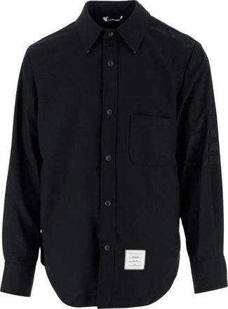 Thom Browne Casual Overhemd - Heren - Casual Overhemden - Blauw - L - Wol - Overhemden