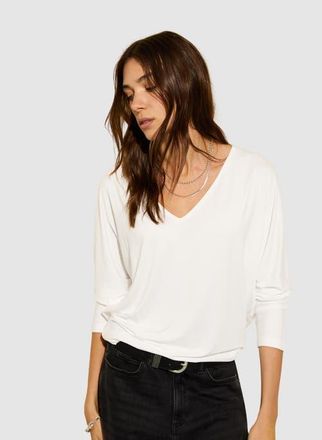 Baukjen Ella Batwing Sleeve V-Neck Top in Pure White at Nordstrom, Size 14