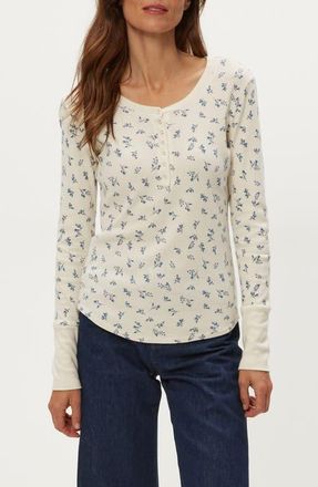 Michael Stars Regan Floral Waffle Knit Henley in Chalk at Nordstrom, Size X-Small