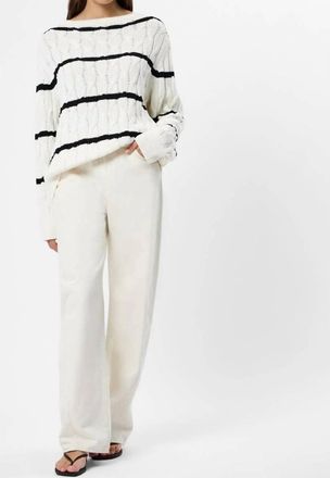 French Connection Mozart Pullover Sweater In Porcelain Cream/black