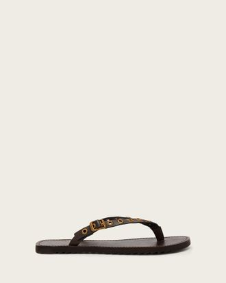 AllSaints Leather Sydney Eyelet Leather Sandals, Size: UK 4/ US 7/ EU 37
