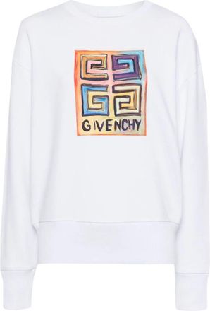 Givenchy Grafische Print Katoenen Trui - Heren - Sweatshirts - Wit - L - Katoen - Hoodies & sweatvesten