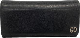 Gucci Black Leather Long Wallet (Bi-Fold) (Pre-Owned)