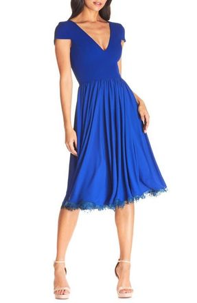 Dress The Population Corey Chiffon Fit & Flare Cocktail Dress in Electric Blue at Nordstrom, Size Xx-Small
