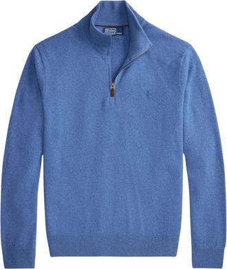 Polo Ralph Lauren Hoodies & sweatvesten, Heren, Blauw, M, Wol, Trui met rits en kabelsteek