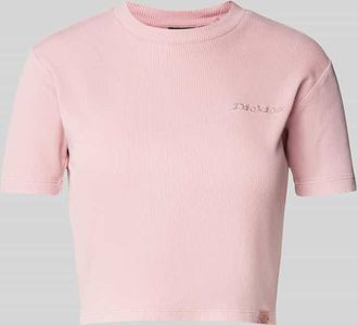 Dickies Cropped T-Shirt in Ripp-Optik Modell PLENTYWOOD in Rosa, Gr&ouml;&szlig;e XL