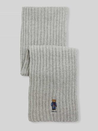 Polo Ralph Lauren Schal aus Woll-Mix mit Polo-Bear-Stitching in Mittelgrau, Gr&ouml;&szlig;e 1