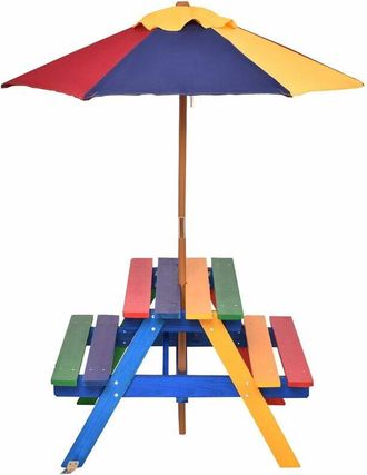 Costway Costway - Juego De Mesa Y Banco Con Sombrilla Para Ni&ntilde;os Asiento De Camping Para Jard&iacute;n Exterior Picnic Hogar Playa