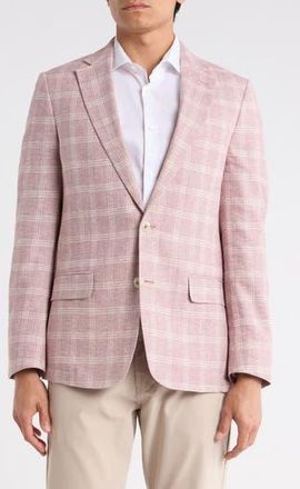 Original Penguin Pink Windowpane Plaid Linen & Cotton Sport Coat at Nordstrom Rack, Size 36 Regular