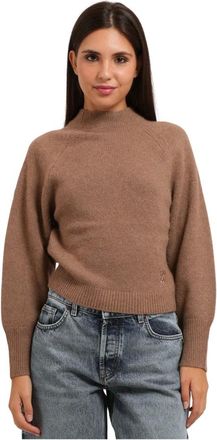 HUGO BOSS Truien & Vesten, Dames, Bruin, XS, Wol, Trui met halfe hals