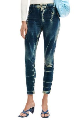 Desigual Low Rise Tie-Dye Skinny Jeans in Blue at Nordstrom, Size 40