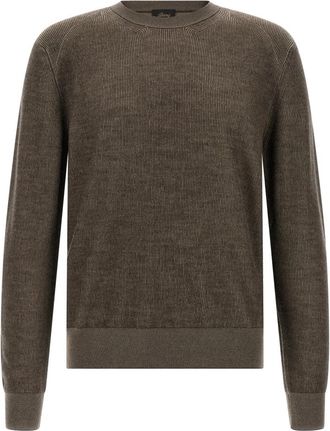Brioni Crewneck Sweater - Heren - Ronde hals truien - Bruin - XL - Wol - Truien & Vesten