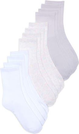 Elie Tahari 6-Pack Ribbed Full Cushion Crew Socks in Heather Shell/White/Lilac at Nordstrom Rack, Size 9/11