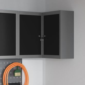 Berkfield Home Corner Tool Cabinet Wall-Mounted & Lockable Black Steel