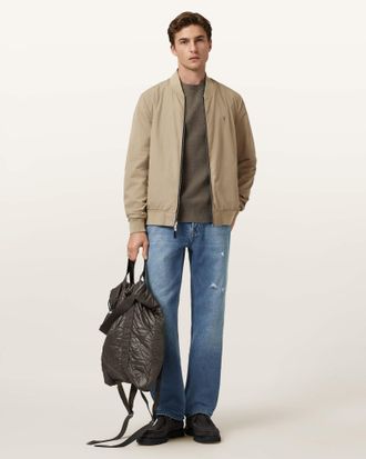 AllSaints Cotton Bassett Reversible Ramskull Bomber Jacket, Size: XXL