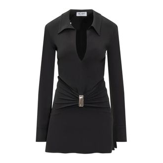 The Attico Short Dresses, female, Black, Size: S V-Neck Mini Dress