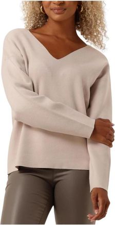 Object Objreynard V-neck Pullover - Dames - V-hals truien - Beige - M - Katoen - Truien & Vesten