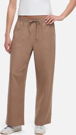 Three Dots Drawstring Linen Blend Ankle Wide Leg Pants in Portabella at Nordstrom Rack, Size X-Large
