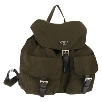 Prada Pre-owned Backpacks, female, Green, Size: ONE SIZE Pre-owned Nylon Backpack