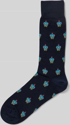 Paul Smith Socken mit gerippten B&uuml;ndchen Modell YEN ROBOT in Marine, Gr&ouml;&szlig;e 1