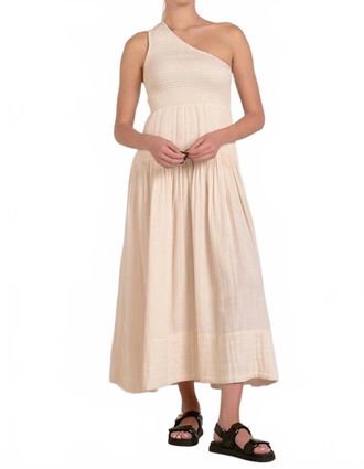 Elan One Shoulder Smocked Maxi Dress In Natural