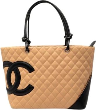 Chanel Pre-owned Tote Bags, female, Beige, Size: ONE SIZE Pre-owned Cambon Ligne Tote