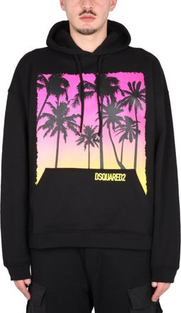 Dsquared2 Black Graphic Hood Sweatshirt