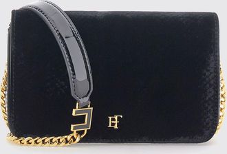 Elisabetta Franchi Mini borsa a tracolla in velluto con stampa pitone