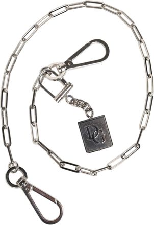 Dolce & Gabbana Silver Tone Metal Chain DG Charm Belt Mens Keychain