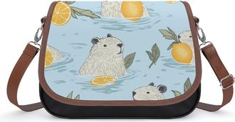 Generic Cute Capabaras Lemon Leather Crossbody Bags for Women Messenger Handbag Purse Shoulder Bag