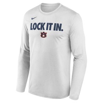 Nike Auburn 2026 On-Court Bench Nike Mens Dri-FIT College Long-Sleeve T-Shirt in White | M22284P870AUBU-WHT