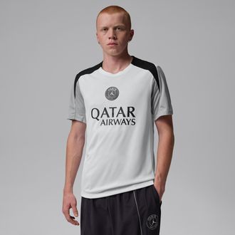 Nike Mens Paris Saint-Germain Strike Night Edition Jordan Dri-FIT Soccer Short-Sleeve Knit Top in White | IO4836-101