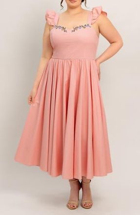 Flying Tomato Embroidered Maxi Sundress in Dusty Pink at Nordstrom Rack, Size 3 X