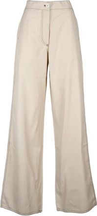 Sunnei Wijde Broek - Dames - Wijde Broeken - Beige - XS - Katoen - Broeken