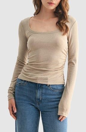 Lush Long Sleeve Ruched Top in Sand at Nordstrom Rack, Size X-Small