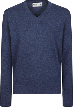 Ballantyne Klassieke V-hals Trui - Heren - Cashmere truien - Blauw - M - Denim - Truien & Vesten