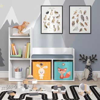Vicco Estante Infantil Luigi, Blanco, 107.2 X 88.6 Cm Con 2 Cajas Plegables Opt.1 Vicco
