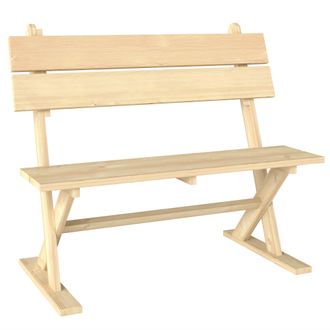 OUTSUNNY 2 Seater Wooden Garden Bench Outdoor Loveseat with Back - Natural | TJ Hughes