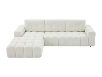 VENTE-UNIQUE.COM Sof&aacute; rinconera tela blanco