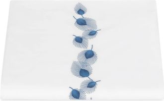 Matouk Feather Embroidered Duvet Cover in Navy at Nordstrom, Size King