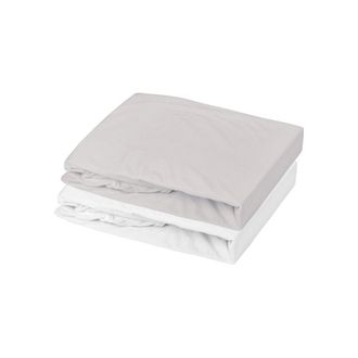 OEM Lote De 1 S&aacute;bana Ajustable De Jersey 100% Algod&oacute;n + 1 Protector De Colch&oacute;n - Mon Ptit Dodo - 60 X 120 Cm - Blanco Y Gris Rat&oacute;n