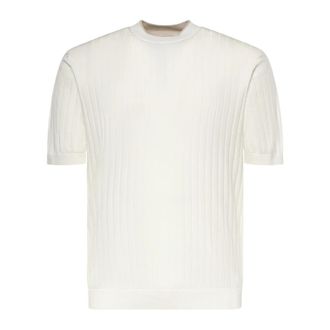 Eleventy Round-neck Knitwear, male, White, Size: 4XL Round-neck Knitwear