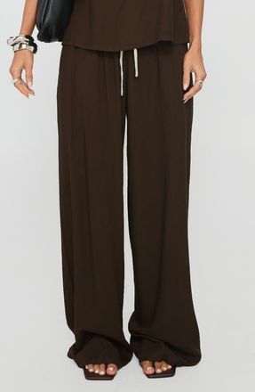 Princess Polly Nolei Contrast Detail Camisole & Drawstring Pants Set in Chocolate /White at Nordstrom, Size 2