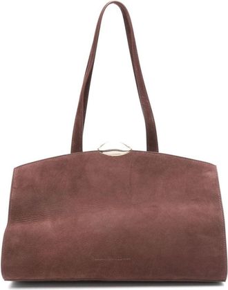 Benedetta Bruzziches Bordeaux Suede Shoulder Bag With Metallic Clasp